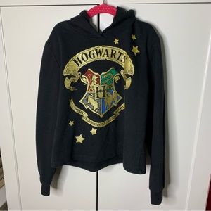 Harry Potter Glittery Hogwarts Crest Hooded Sweatshirt